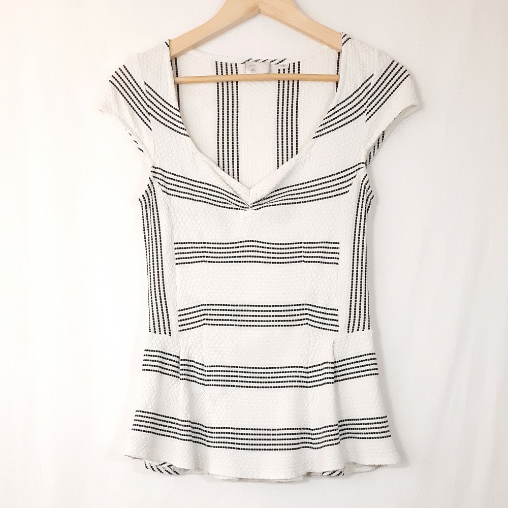 ☀️ Anthropologie Postmark Peplum Sweatheart Neckline Top Sz S